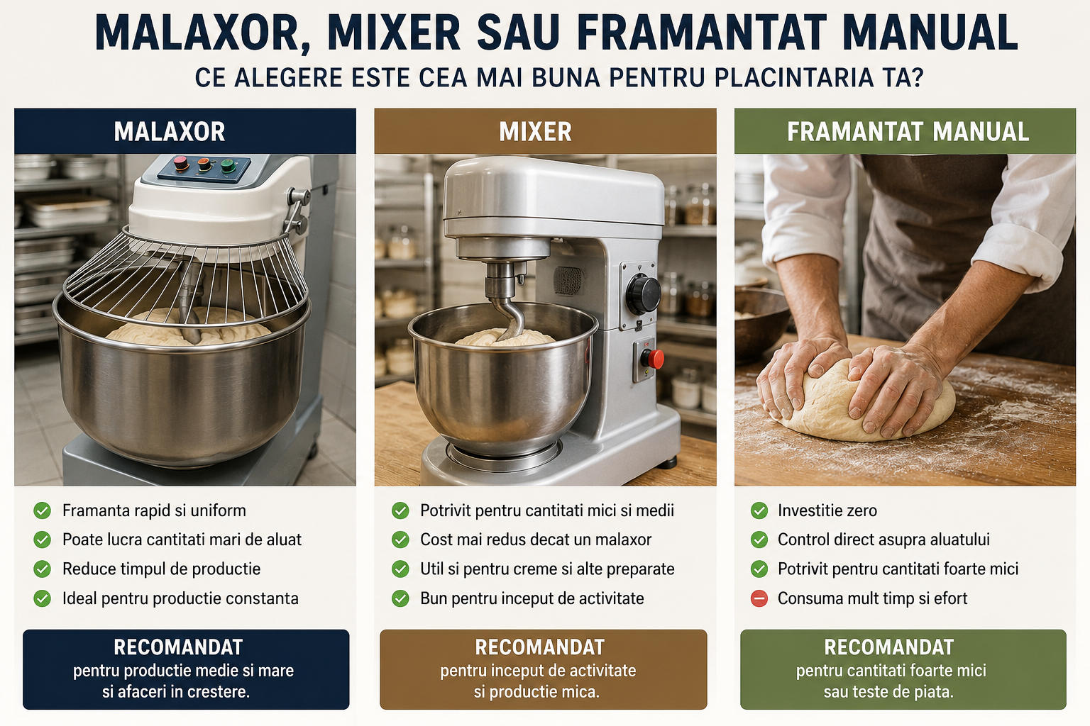 Malaxor, Mixer sau Framantat Manual? Ce Alegi pentru o Placintarie la Inceput de Drum