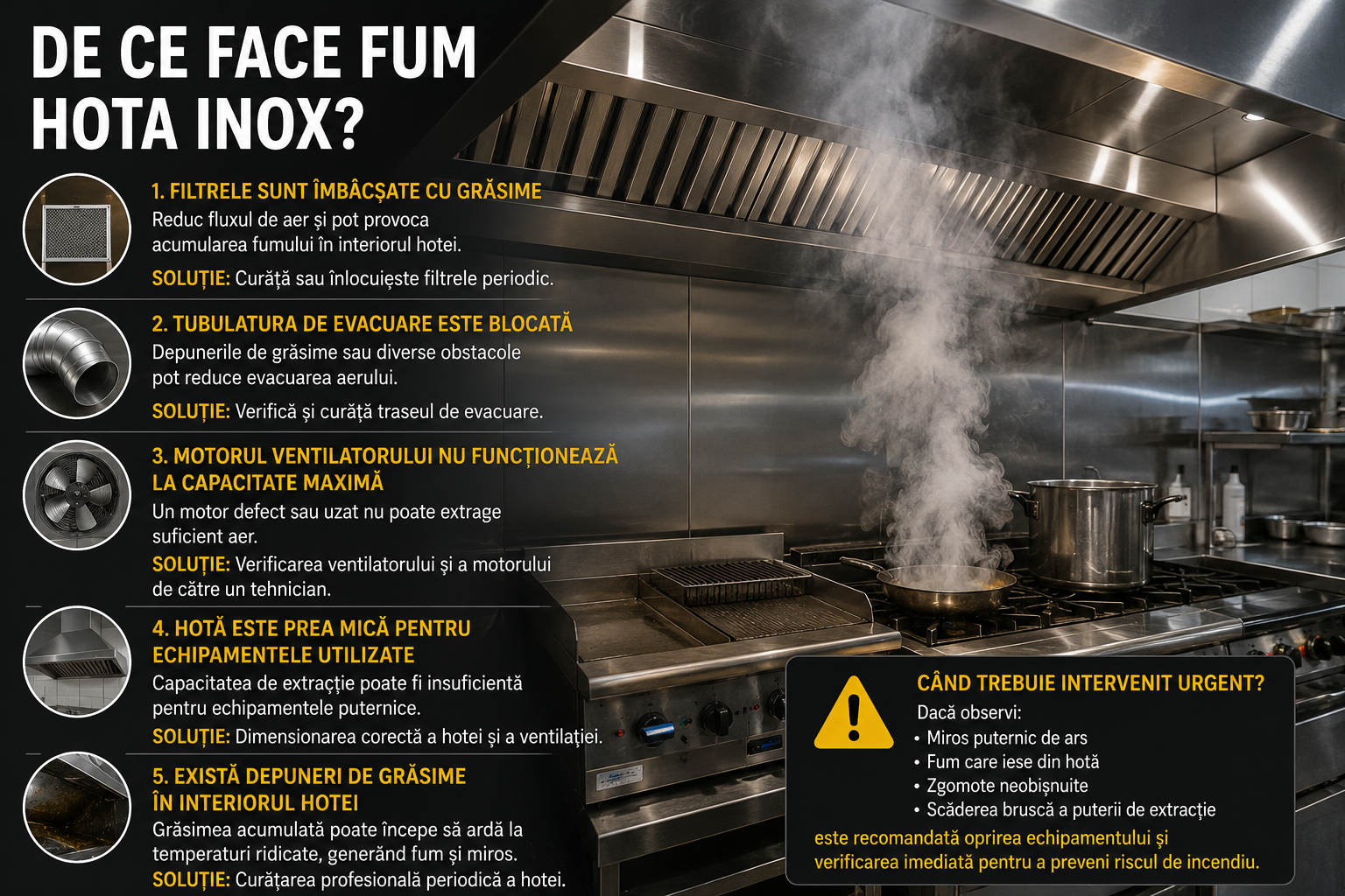 De ce face fum hota din inox? Cauze frecvente si solutii