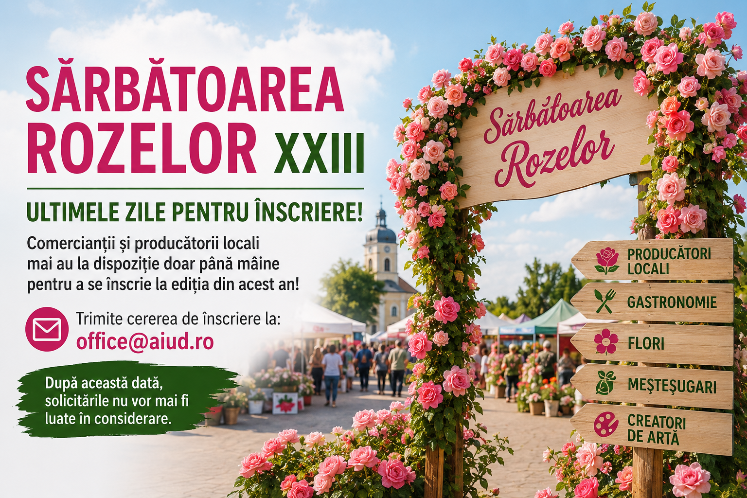 Sarbatoarea Rozelor XXIII: Ultimele Zile pentru Inscrierea Comerciantilor si Producatorilor