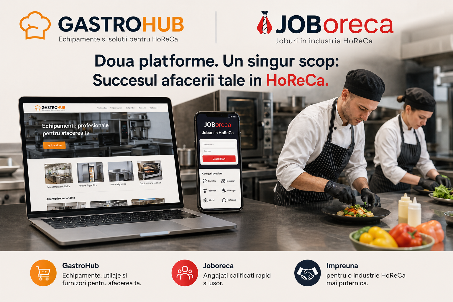 Joboreca și GastroHub – Două Platforme Complementare pentru Industria HoReCa din România