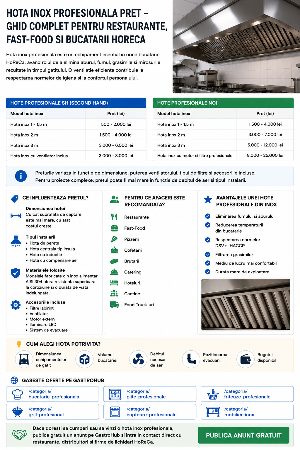 Hota Inox Profesionala Pret – Ghid Complet pentru Restaurante, Fast-Food si Bucatarii HoReCa