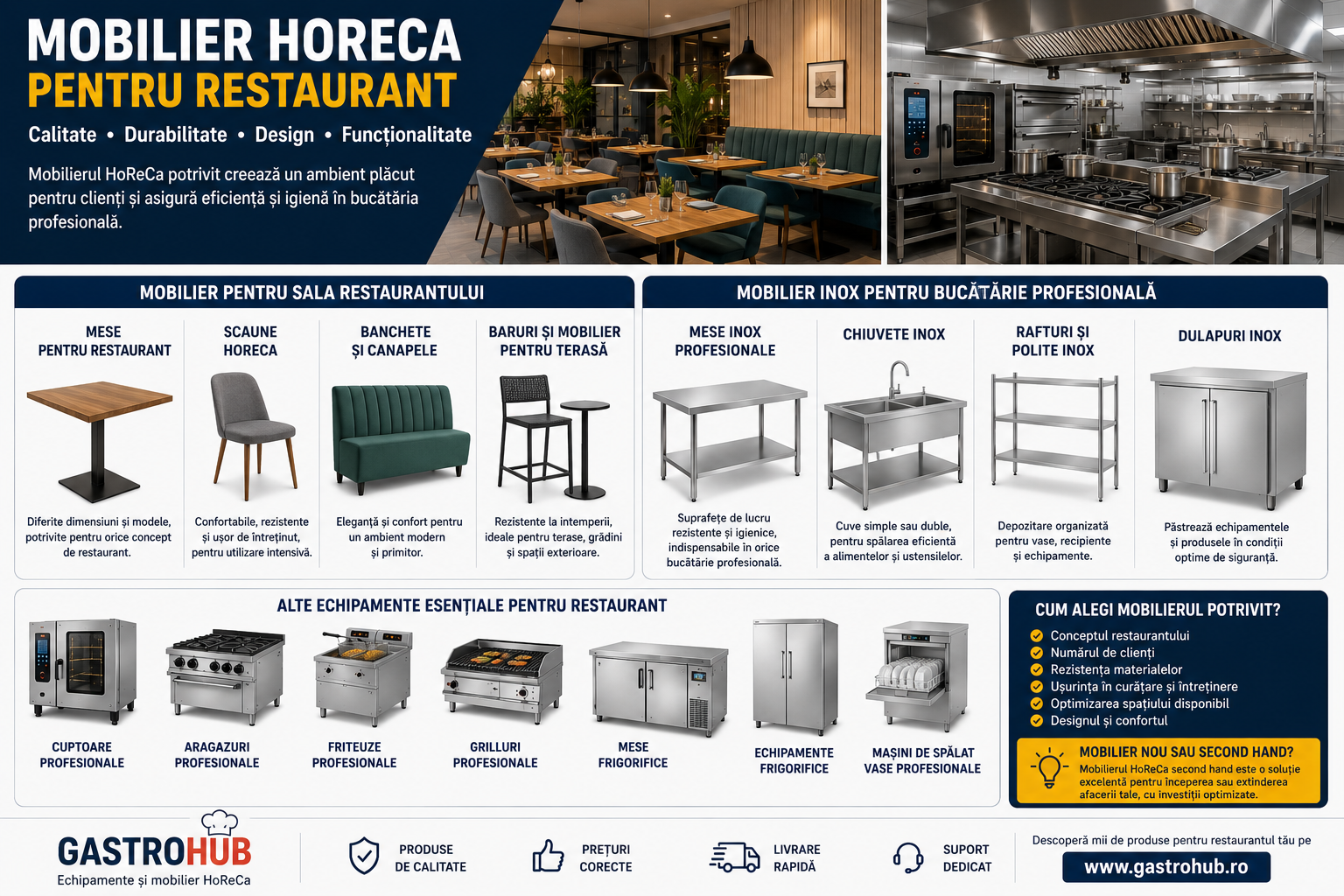 Mobilier HoReCa pentru Restaurant – Ghid Complet pentru Alegerea Echipamentelor Potrivite