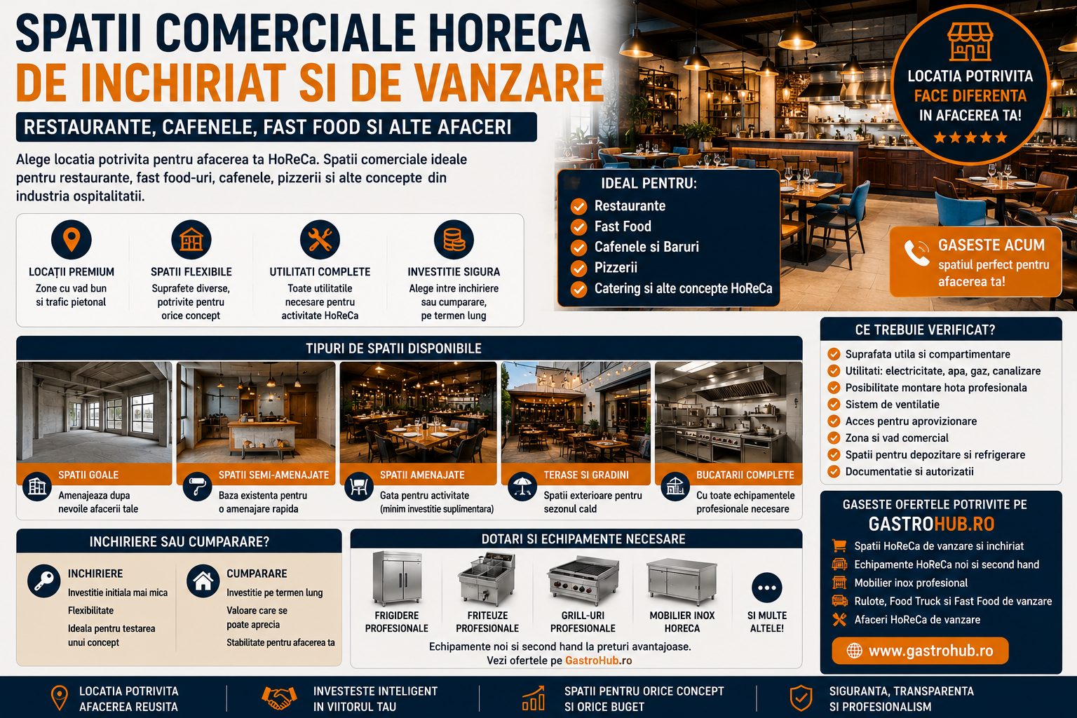 Spatii Comerciale HoReCa de Inchiriat si de Vanzare – Restaurante, Cafenele si Fast Food
