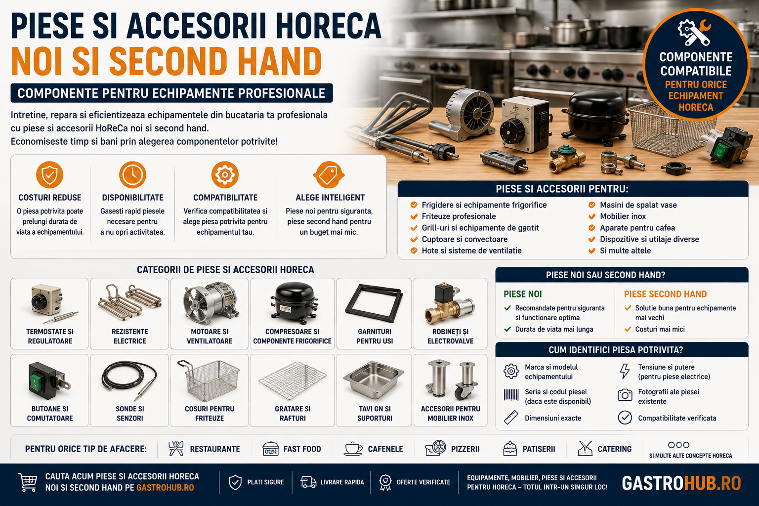 Piese si Accesorii HoReCa Noi si Second Hand – Componente pentru Echipamente Profesionale