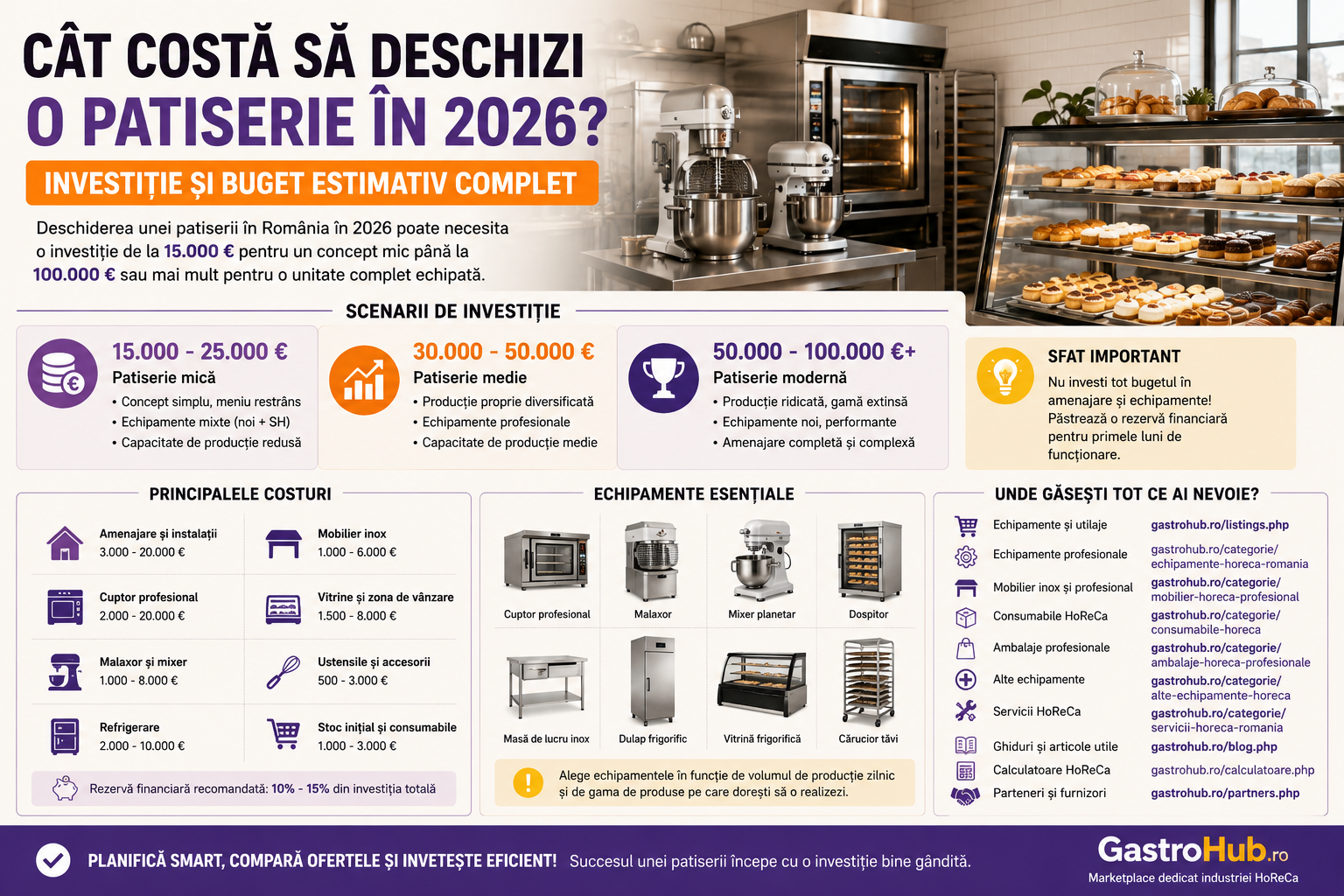 Cat costa sa deschizi o patiserie in 2026? Echipamente, investitie si buget estimativ