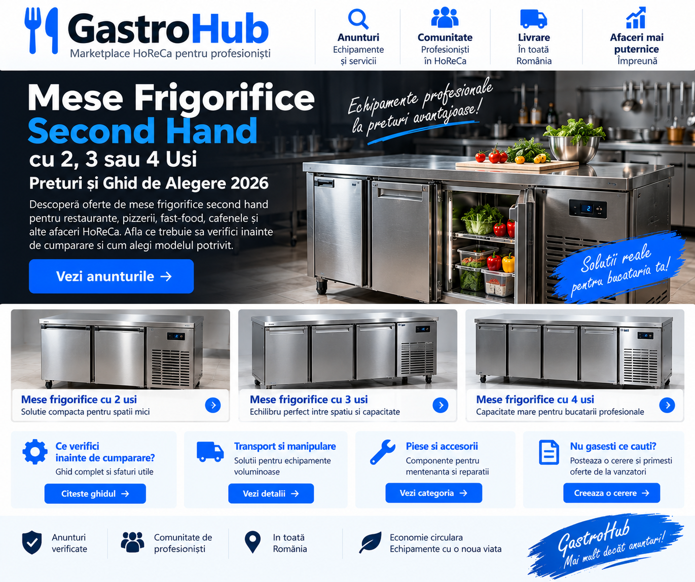 Mese Frigorifice Second Hand cu 2, 3 sau 4 Usi – Preturi si Ghid de Alegere 2026