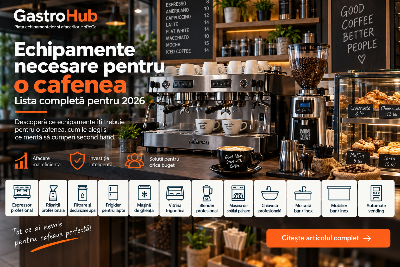 Echipamente necesare pentru o cafenea – Lista completa pentru 2026