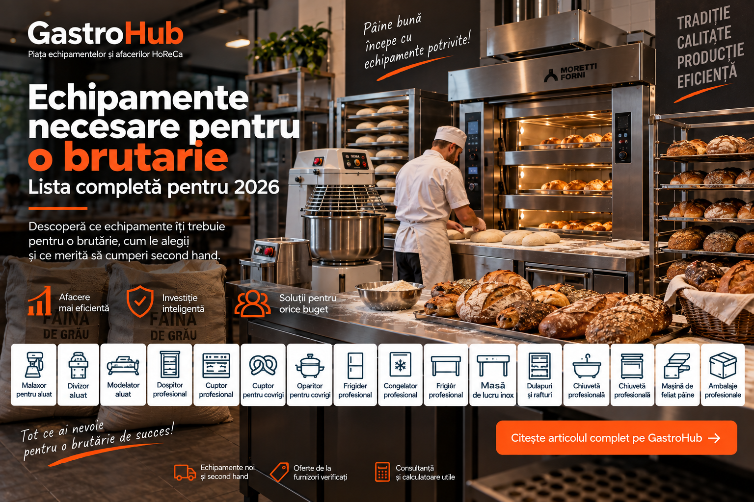 Echipamente necesare pentru o brutarie – Lista completa 2026