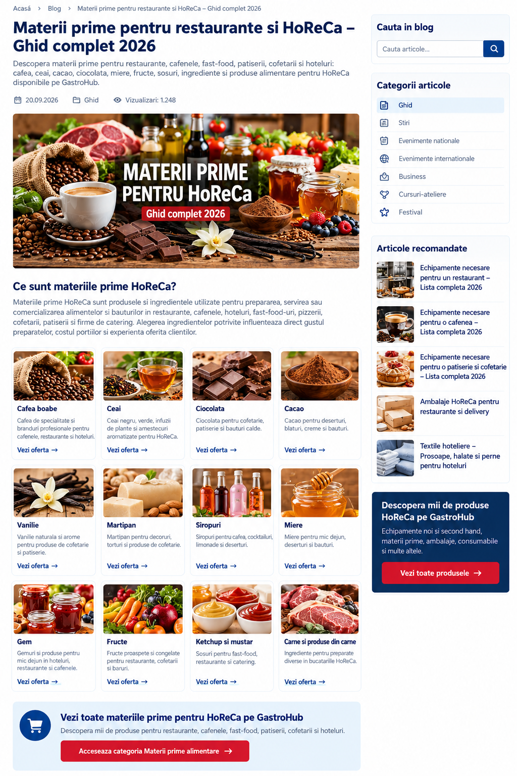 Materii prime pentru restaurante si HoReCa – Ghid complet 2026