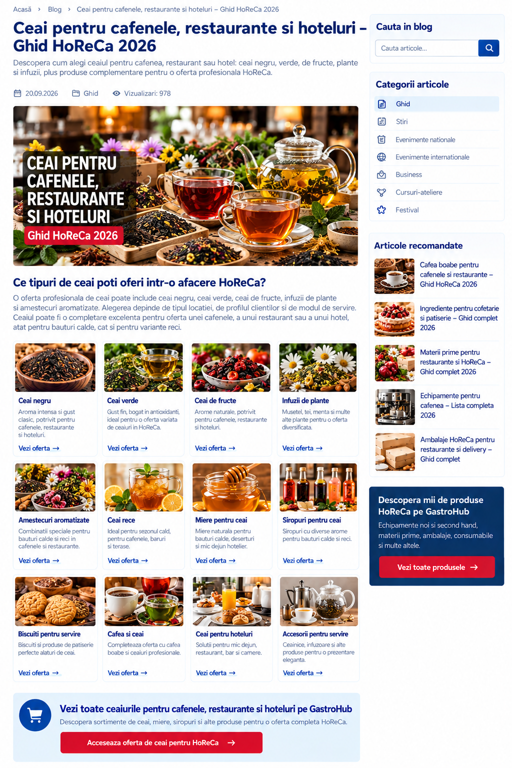 Ceai pentru cafenele, restaurante si hoteluri – Ghid HoReCa 2026
