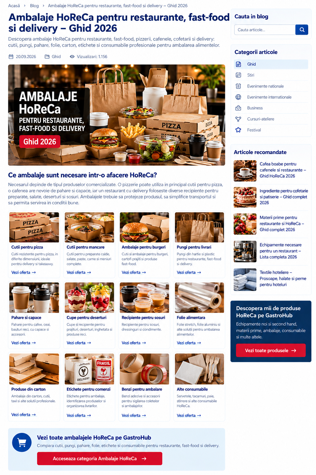 Ambalaje HoReCa pentru restaurante, fast-food si delivery – Ghid 2026
