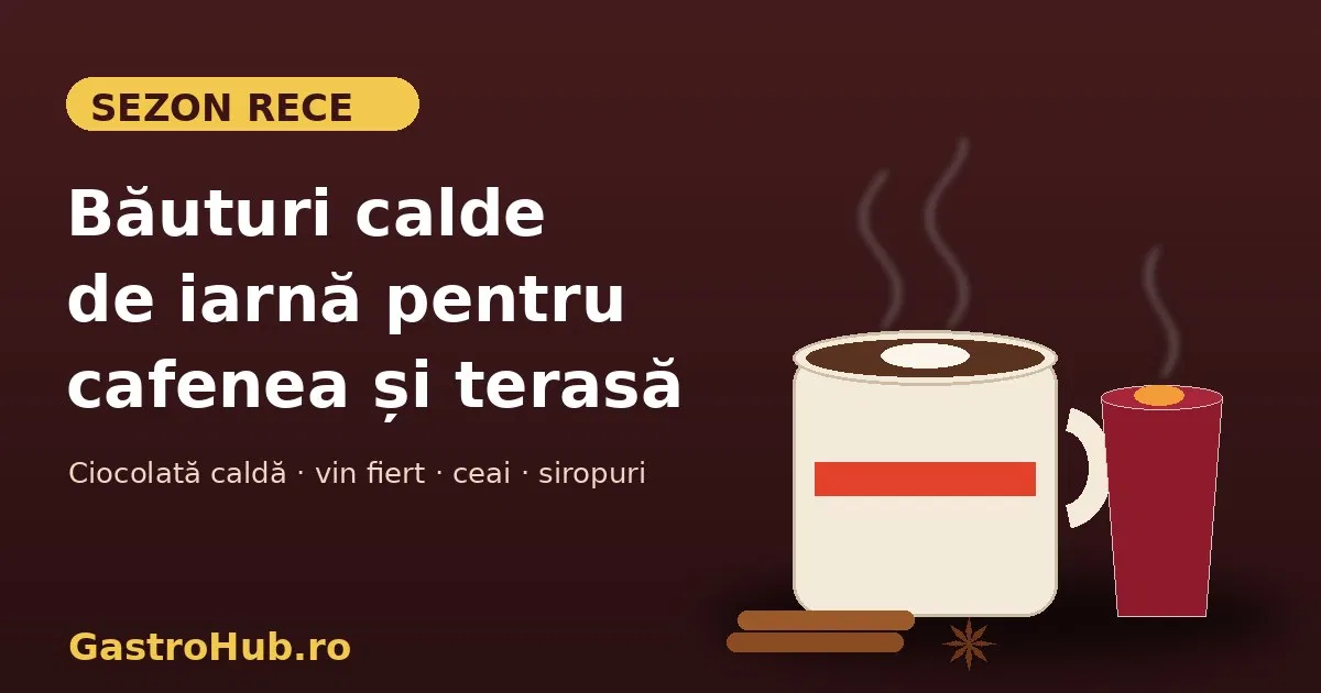 Băuturi calde de iarnă pentru cafenea și terasă: ciocolată caldă, vin fiert, ceai și siropuri