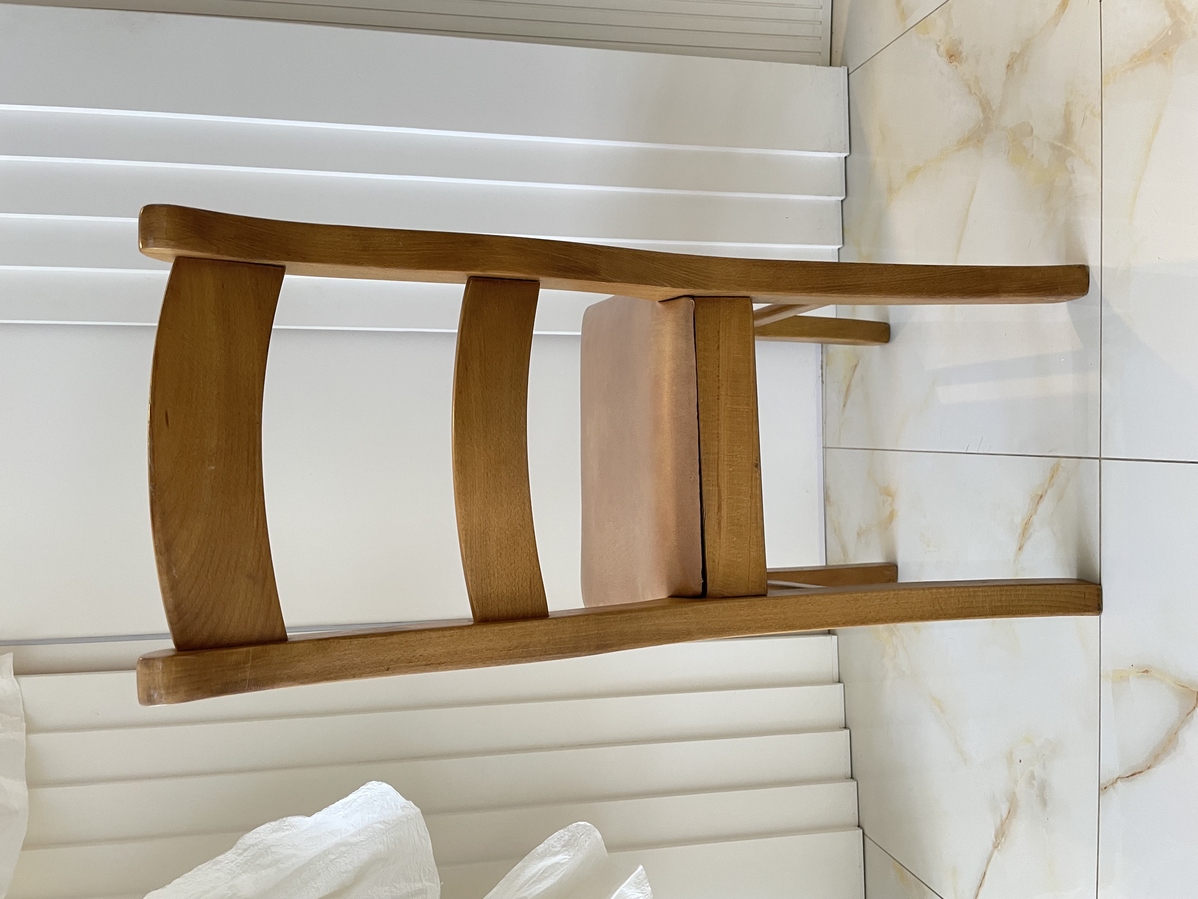 Scaune lemn masiv de fag-culoare stejar, șezut tapițat din piele - Imagine 3