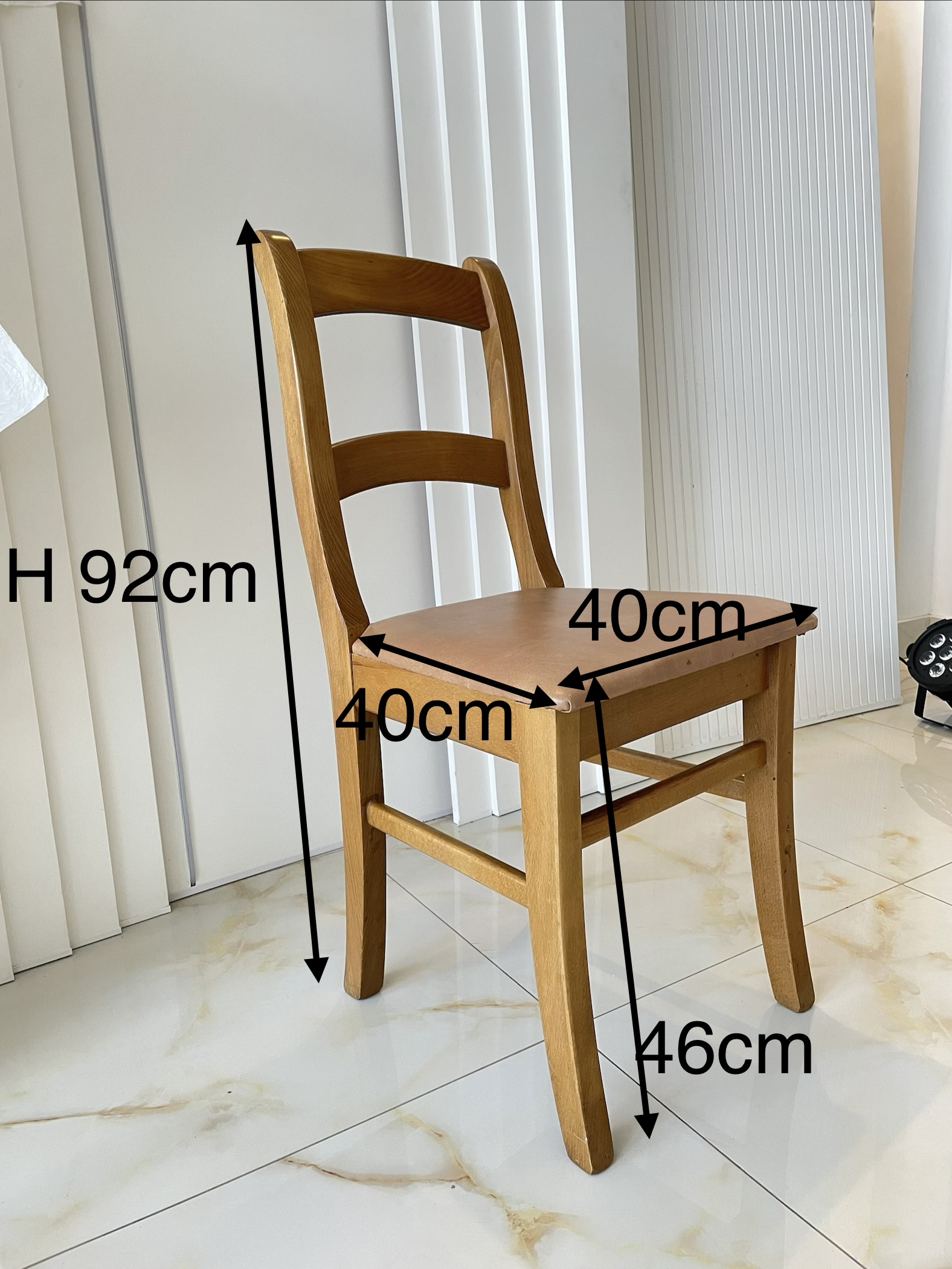 Scaune lemn masiv de fag-culoare stejar, șezut tapițat din piele - Imagine 5