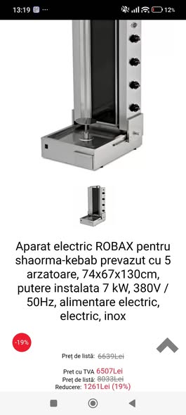 Aparat shaorma electric Kalitegaz 5 arzatoare – rotisor kebab profesional horeca Bucuresti - Imagine 4