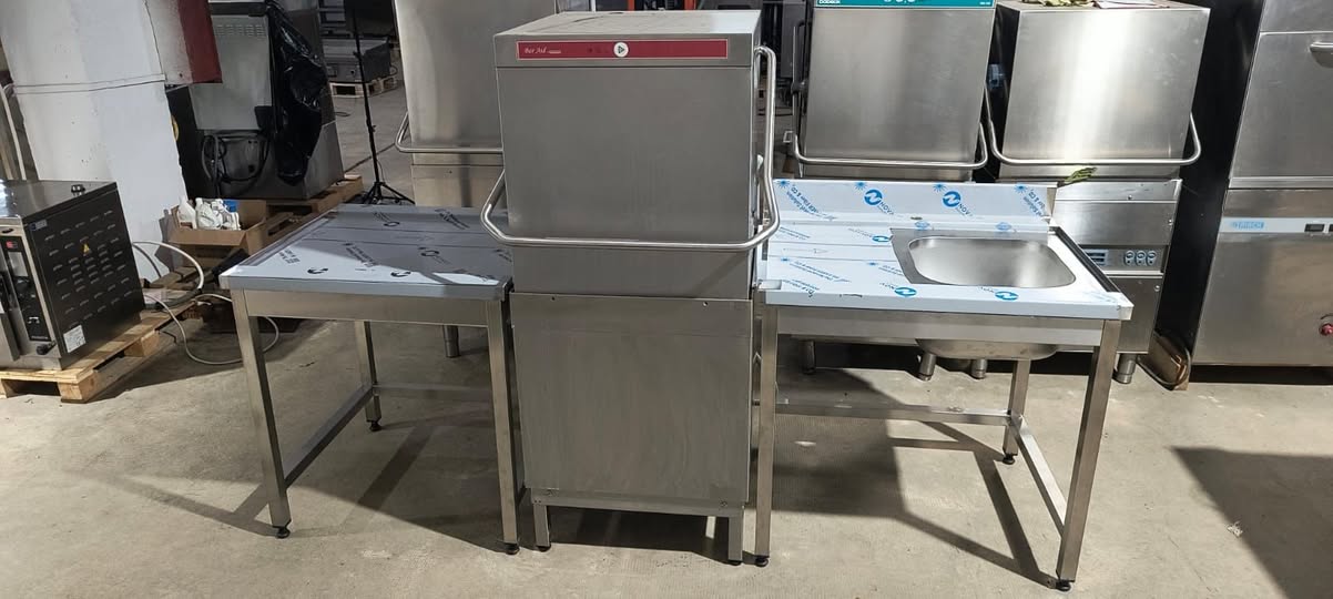 Masina spalat vase profesionala cu mese inox linie spalare HoReCa completa