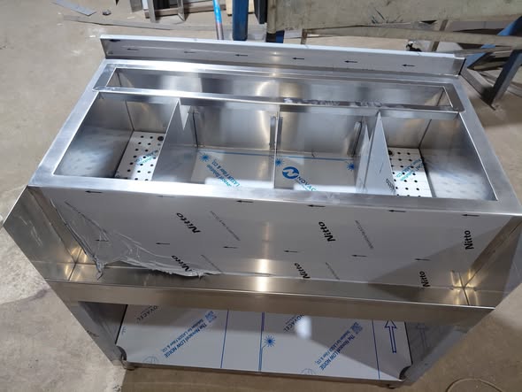 Masa calda bain marie inox HoReCa autoservire cu cuve GN profesionala
