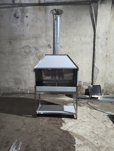 Grill pe carbuni profesional cu hota si cos HoReCa gratar restaurant inox - Imagine 2