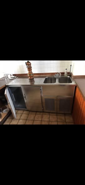 Statie bar profesionala inox cu frigider incorporat si chiuveta dubla – echipament complet HoReCa - Imagine 2