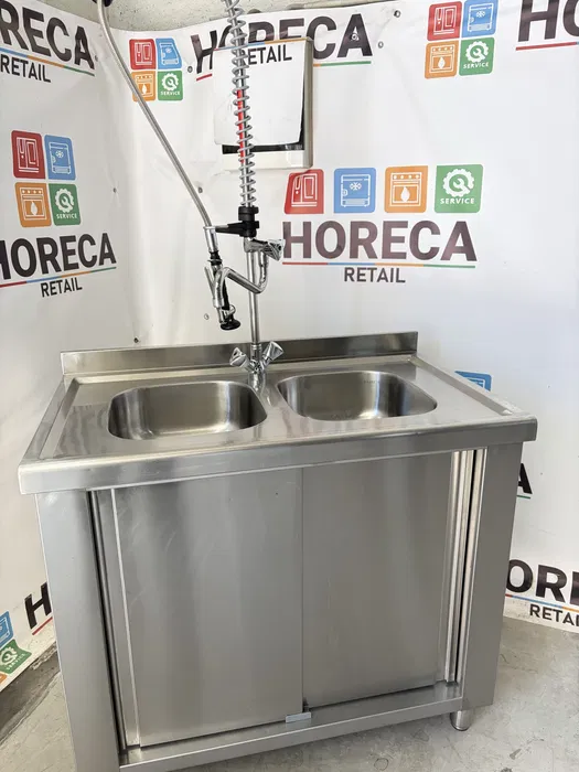 Spalator Profesional Dublu Inox cu Suport Inchis si Baterie Inclusa