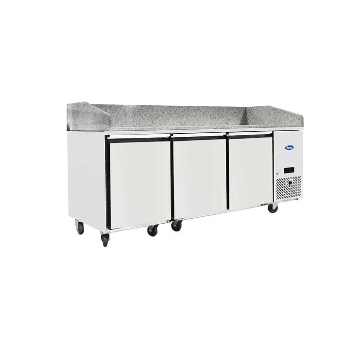 Masa pizza frigorifica profesionala cu 3 usi si vitrina ingrediente inclusa - Imagine 2
