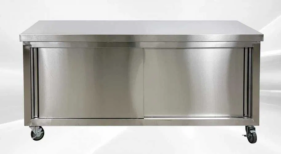 Masa dulap profesionala din inox cu usi glisante si polita, diverse dimensiuni - Imagine 2