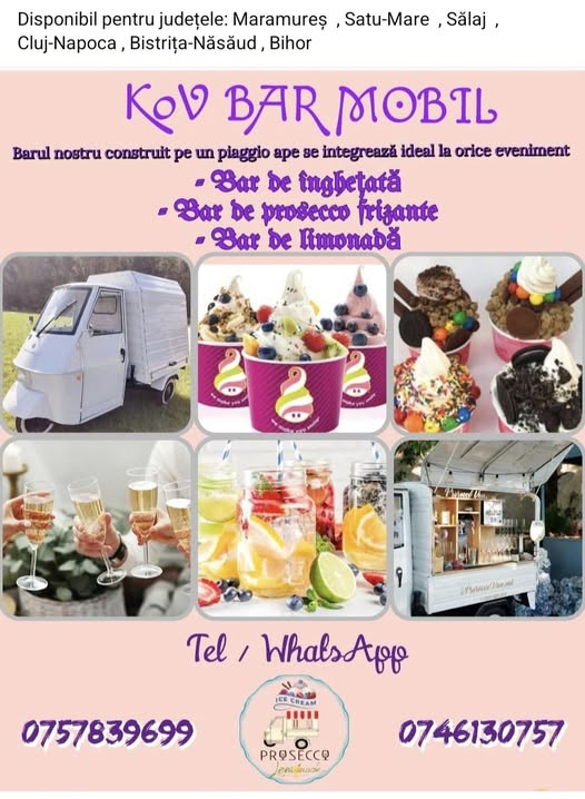 Bar mobil pentru evenimente - Bar de inghetata, Prosecco Frizzante si limonada