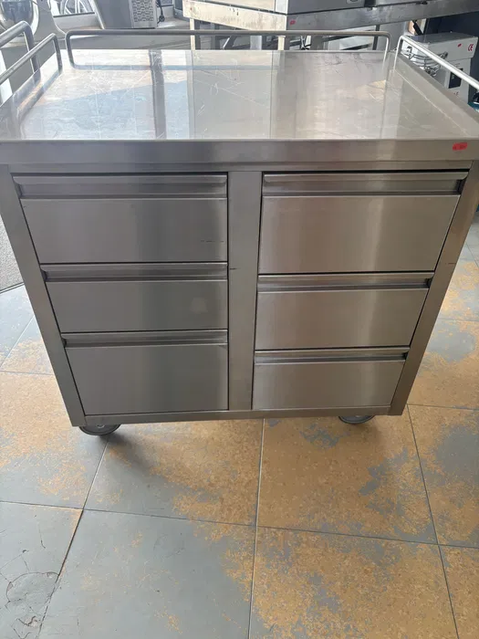 Carucior profesional inox pentru servire si depozitare cu sertare pentru HoReCa - Imagine 4