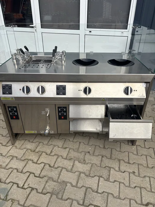 Statie profesionala pentru paste si wok cu vitrina de protectie pentru restaurant, food court si HoReCa fierbator paste - Imagine 5