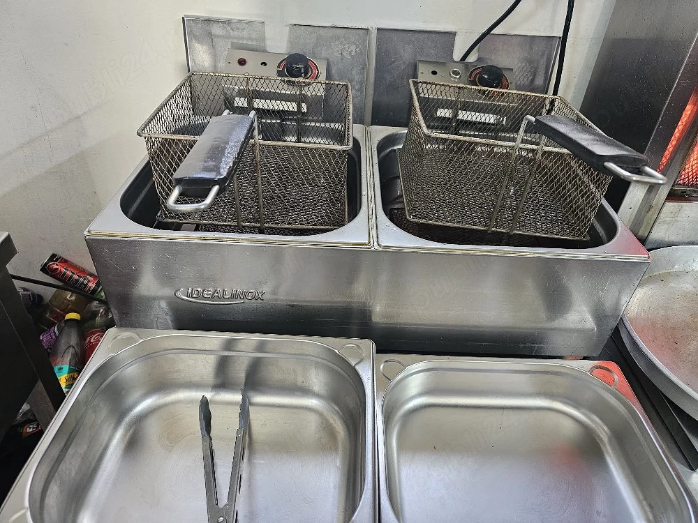 Vand friteuza electrica dubla profesionala Idealinox din inox – ideala pentru restaurante si fast-food