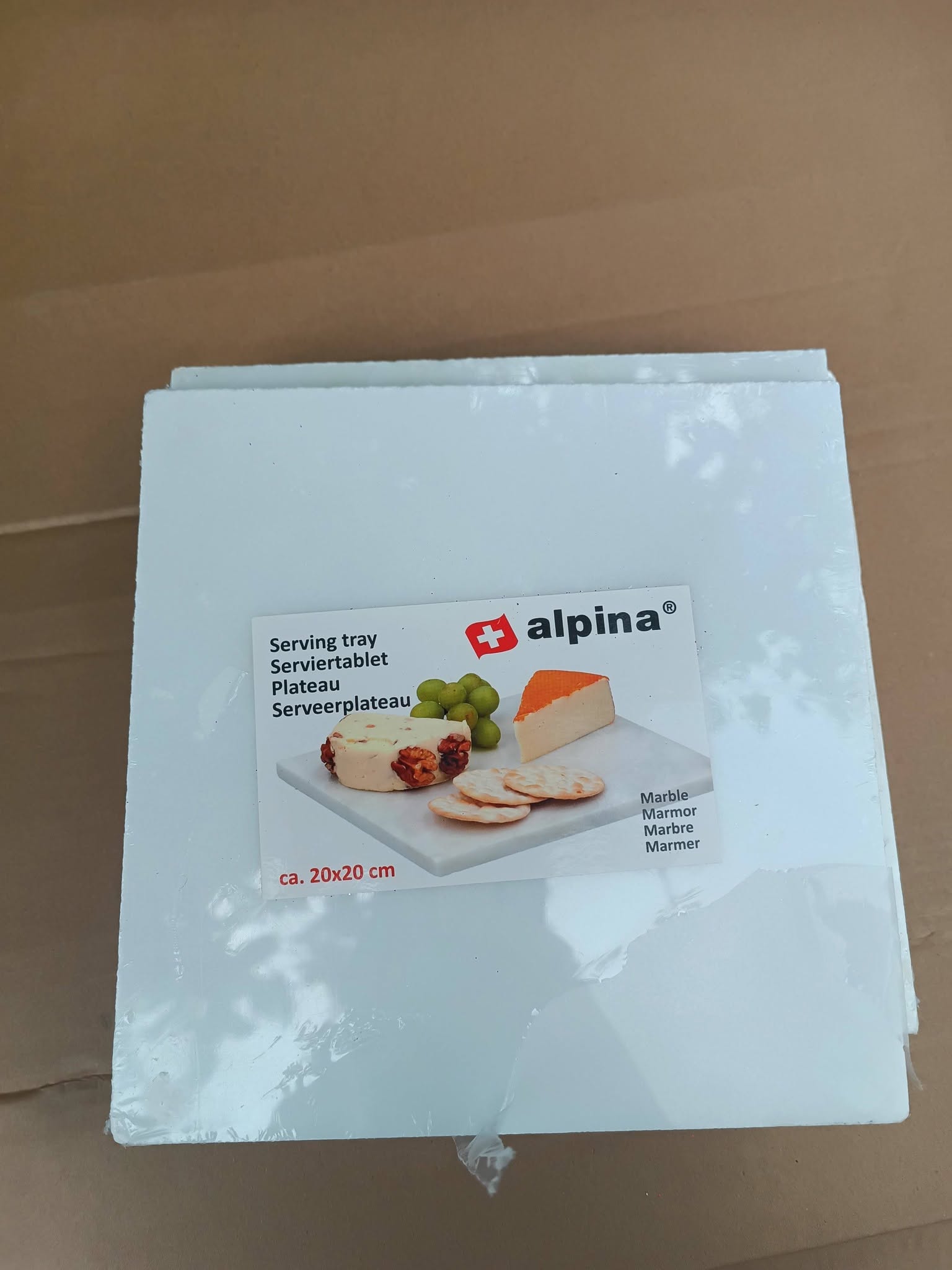 Set 2 Platouri din Marmura Alpina 20x20 cm pentru Servire | Platouri Elegante HoReCa