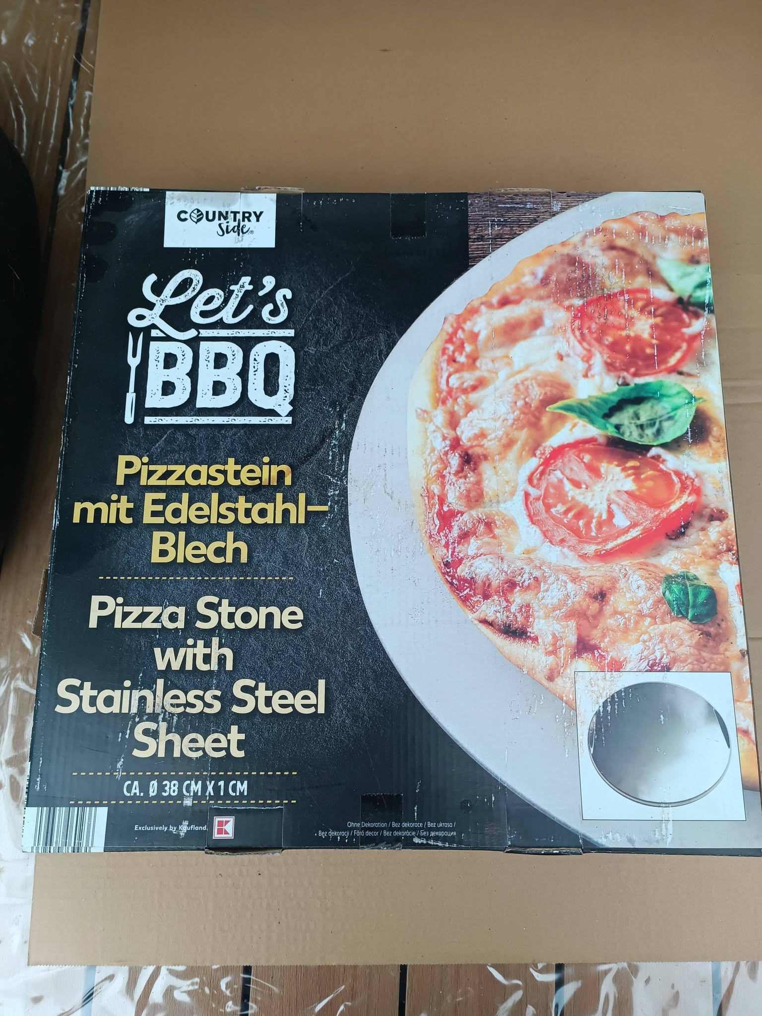 Piatra pentru Pizza 38 cm cu Tava din Inox | Pizza Stone Profesionala pentru Cuptor si BBQ