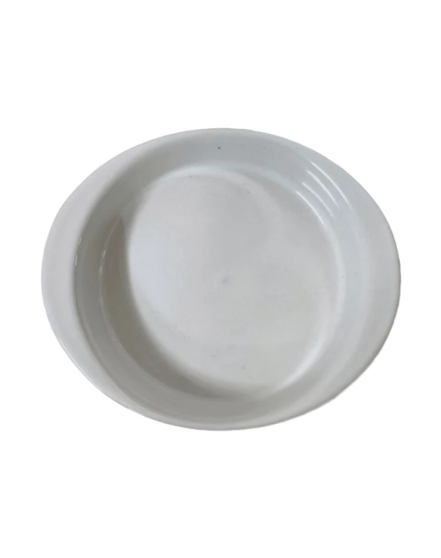 Vas termorezistent rotund alb pentru gatire si servire, 16.5 x 13.5 x 3 cm