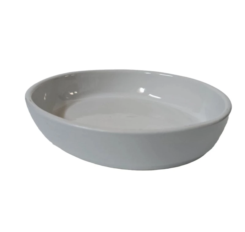 Vas termorezistent rotund alb mat pentru gatire si servire, 17 x 3.5 cm