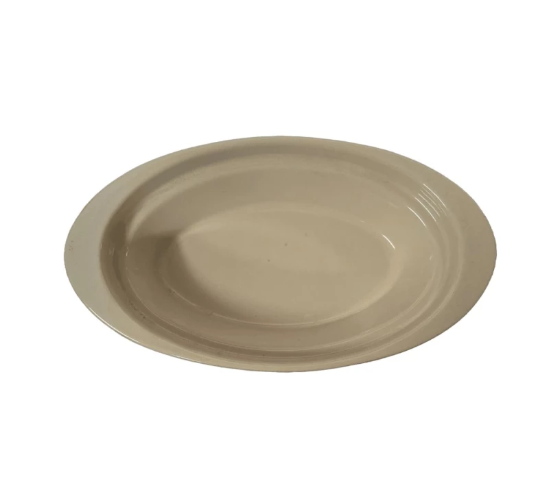 Vas termorezistent oval pentru gatire si servire, 25 x 14 x 6 cm, Crem/Maro