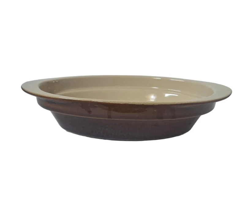 Vas termorezistent oval pentru gatire si servire, 25 x 14 x 6 cm, Crem/Maro - Imagine 2