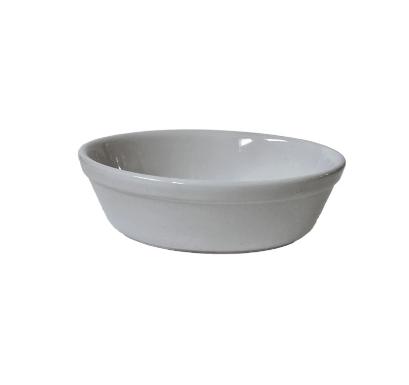 Vas termorezistent oval alb pentru gatire si servire, 15.5 x 11.5 x 5 cm