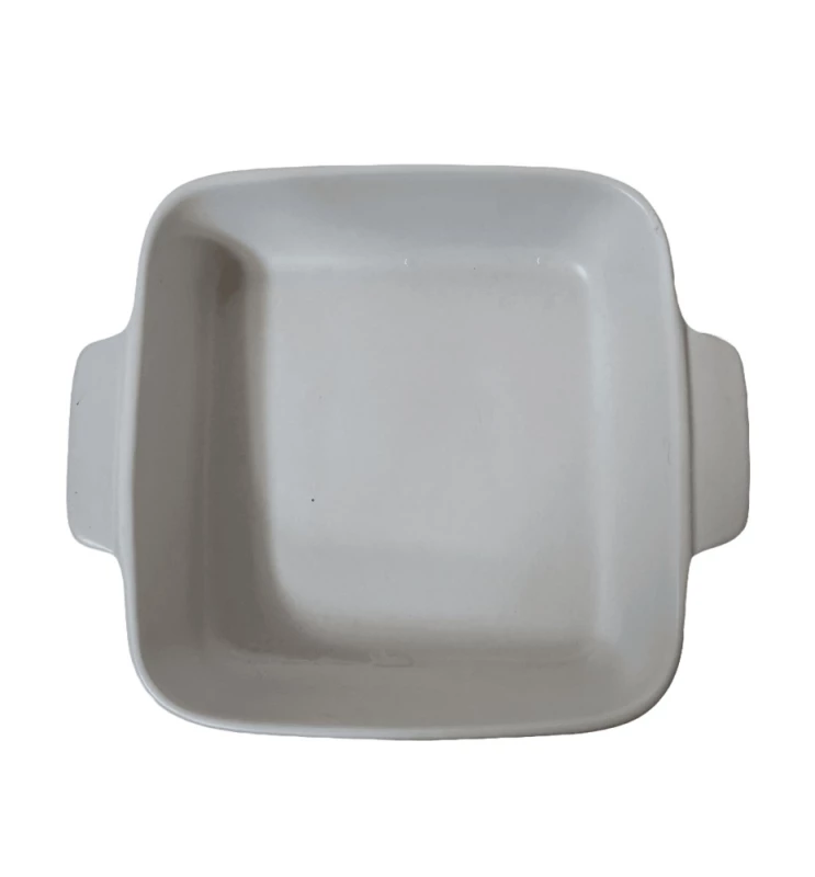 Vas termorezistent patrat alb mat pentru cuptor si servire, 25.5 x 21.5 x 6 cm
