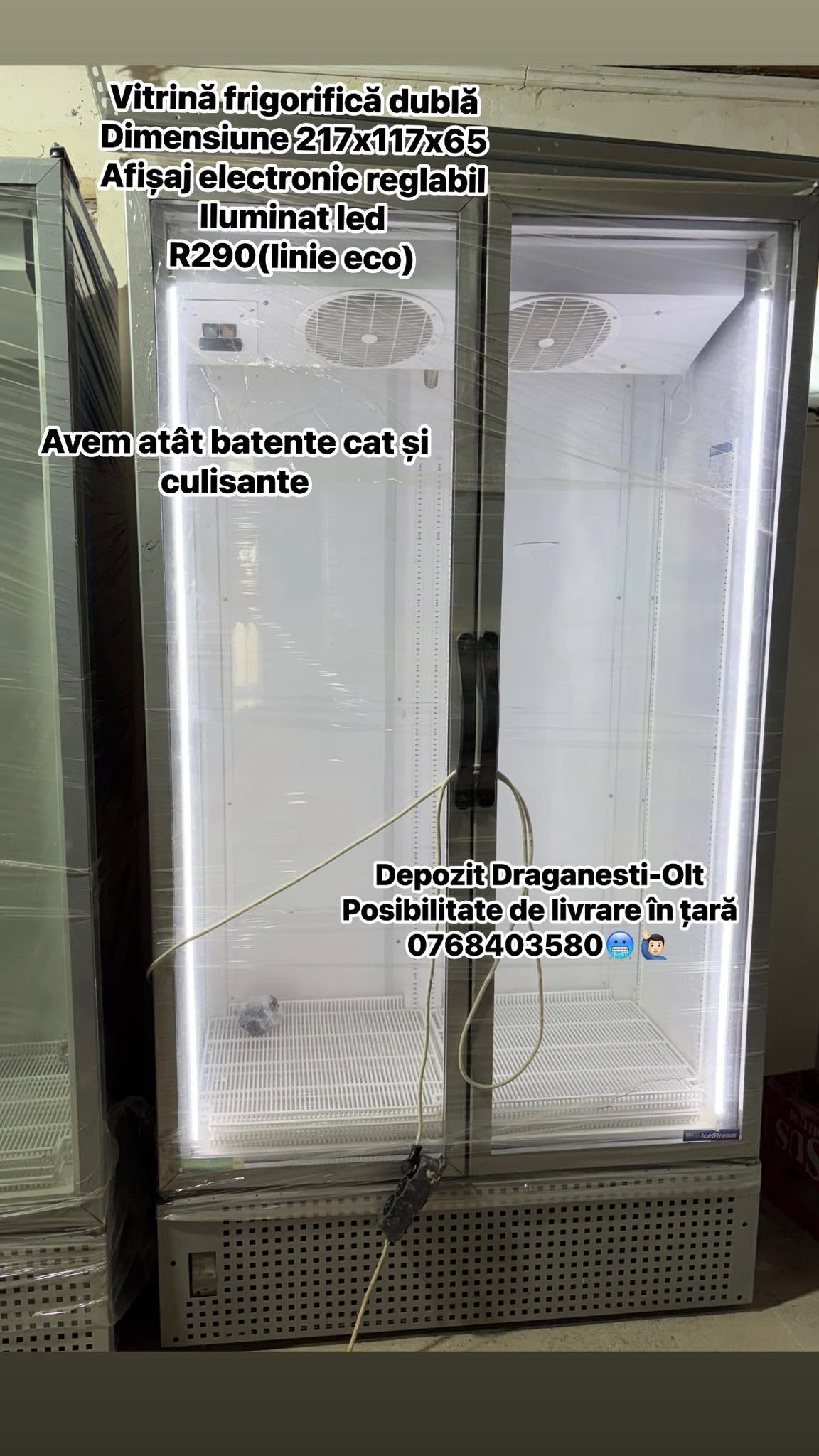 Vitrina Frigorifica Dubla Profesionala 217x117x65 cm SH | Afisaj Electronic | LED | R290 | Usi Batante sau Culisante | Garantie