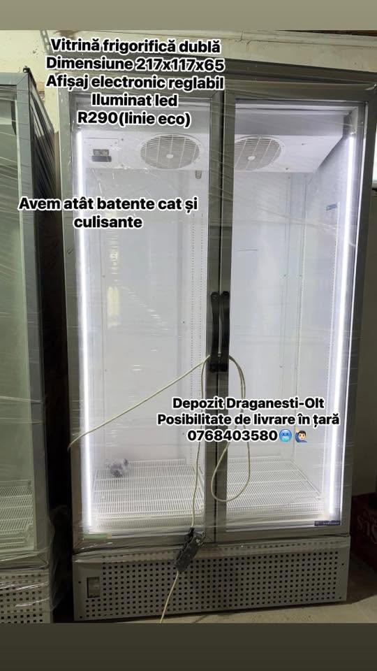 Vitrina Frigorifica Dubla Profesionala 217x117x65 cm SH | Afisaj Electronic | LED | R290 | Usi Batante sau Culisante | Garantie