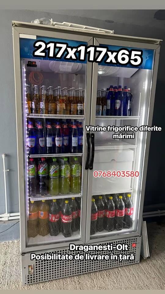 Vitrina Frigorifica Dubla Profesionala 217x117x65 cm SH | Frigider Comercial Bauturi | Afisaj Electronic | LED | Garantie