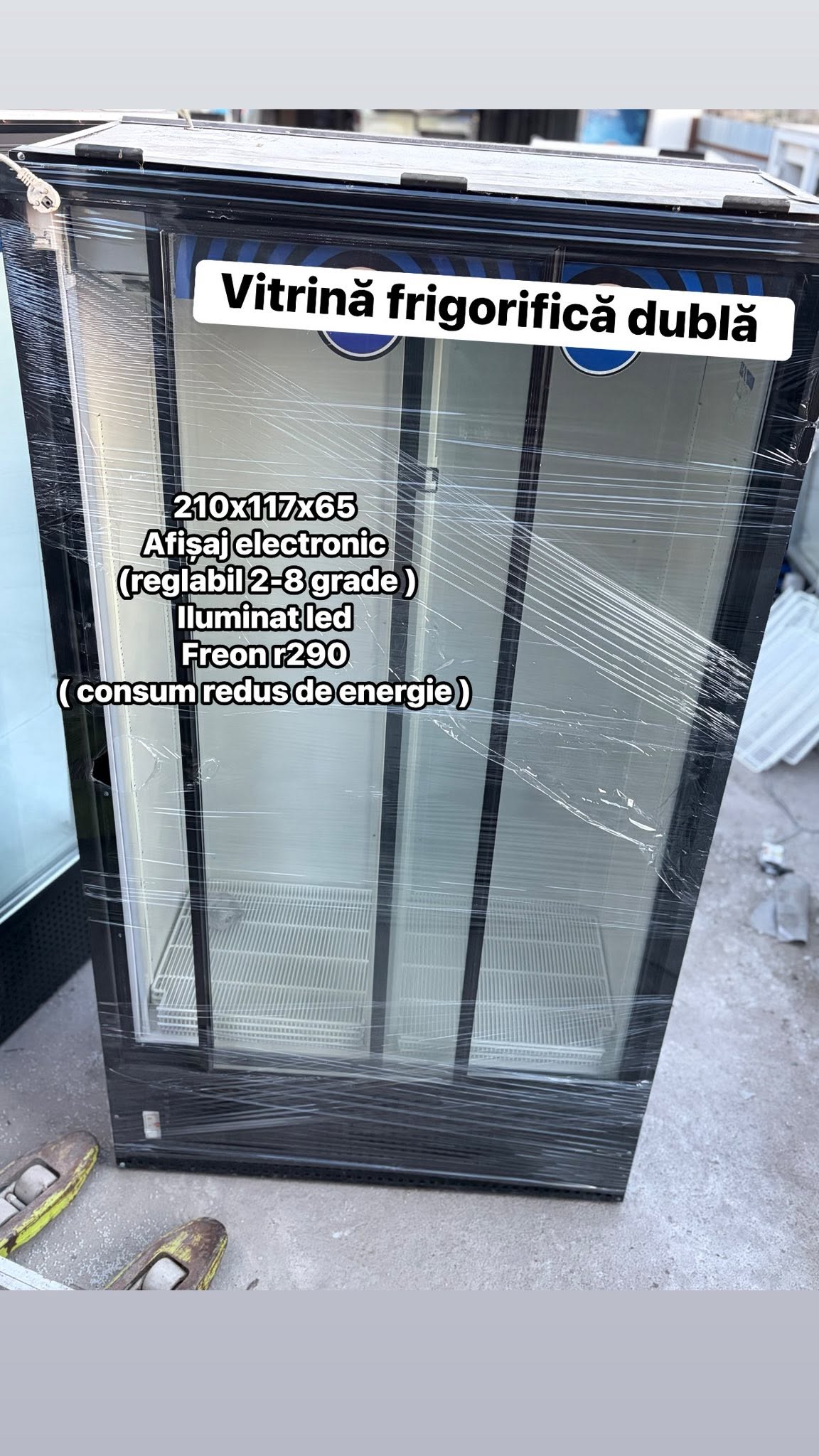 Vitrina Frigorifica Dubla Profesionala 210x117x65 cm SH | Frigider Comercial | LED | Afisaj Electronic | R290 | Garantie