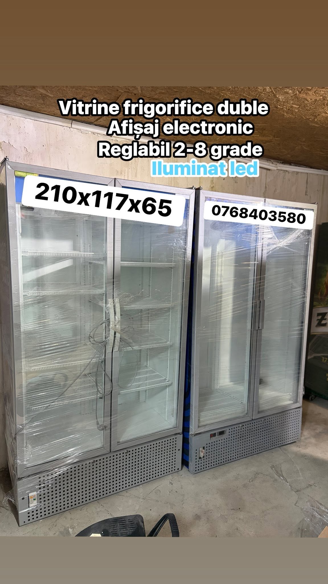 Vitrine Frigorifice Duble Profesionale 210x117x65 cm SH | Afisaj Electronic | LED | Reglaj 2-8°C | Garantie