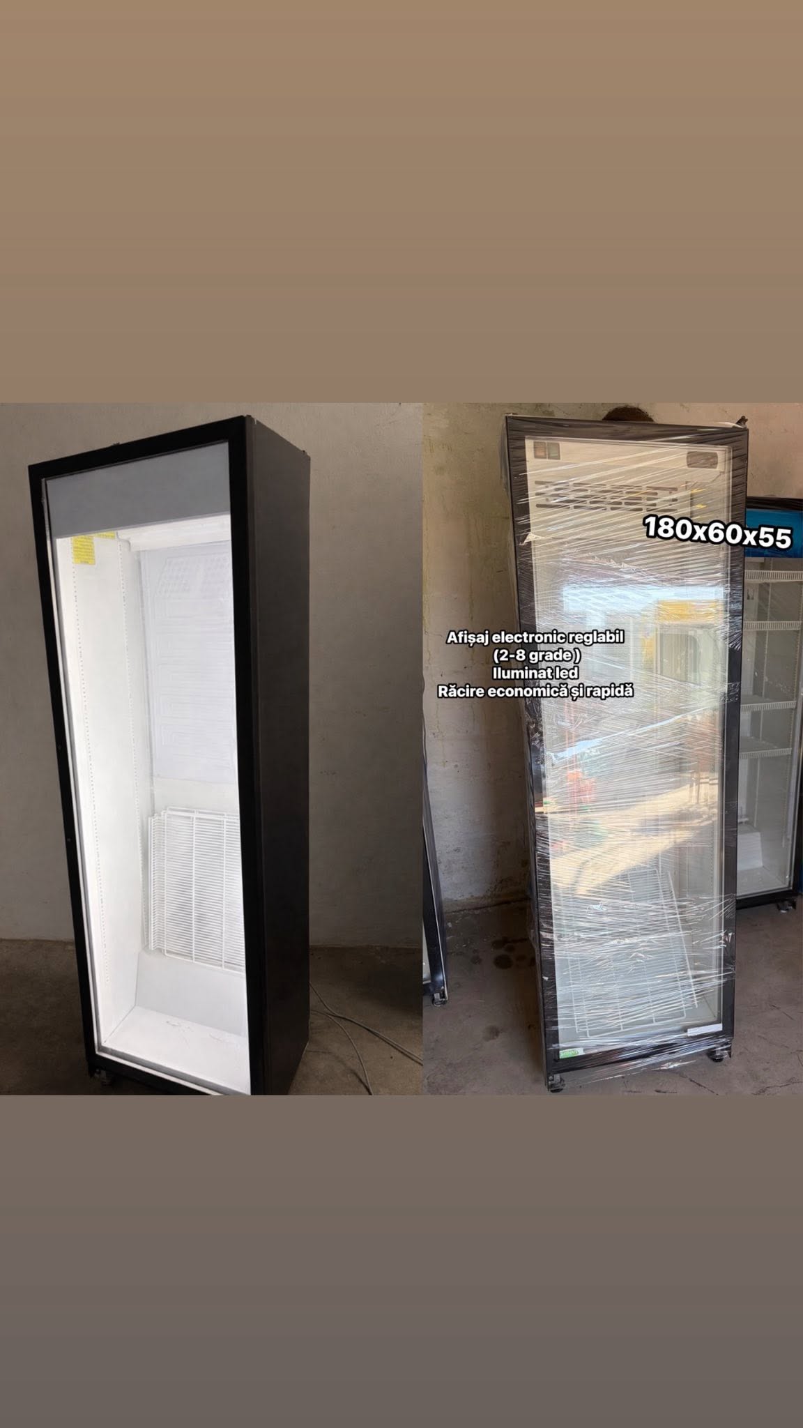 Vitrina Frigorifica Profesionala Verticala 180x60x55 cm SH | Frigider Comercial cu LED | Afisaj Electronic | Garantie
