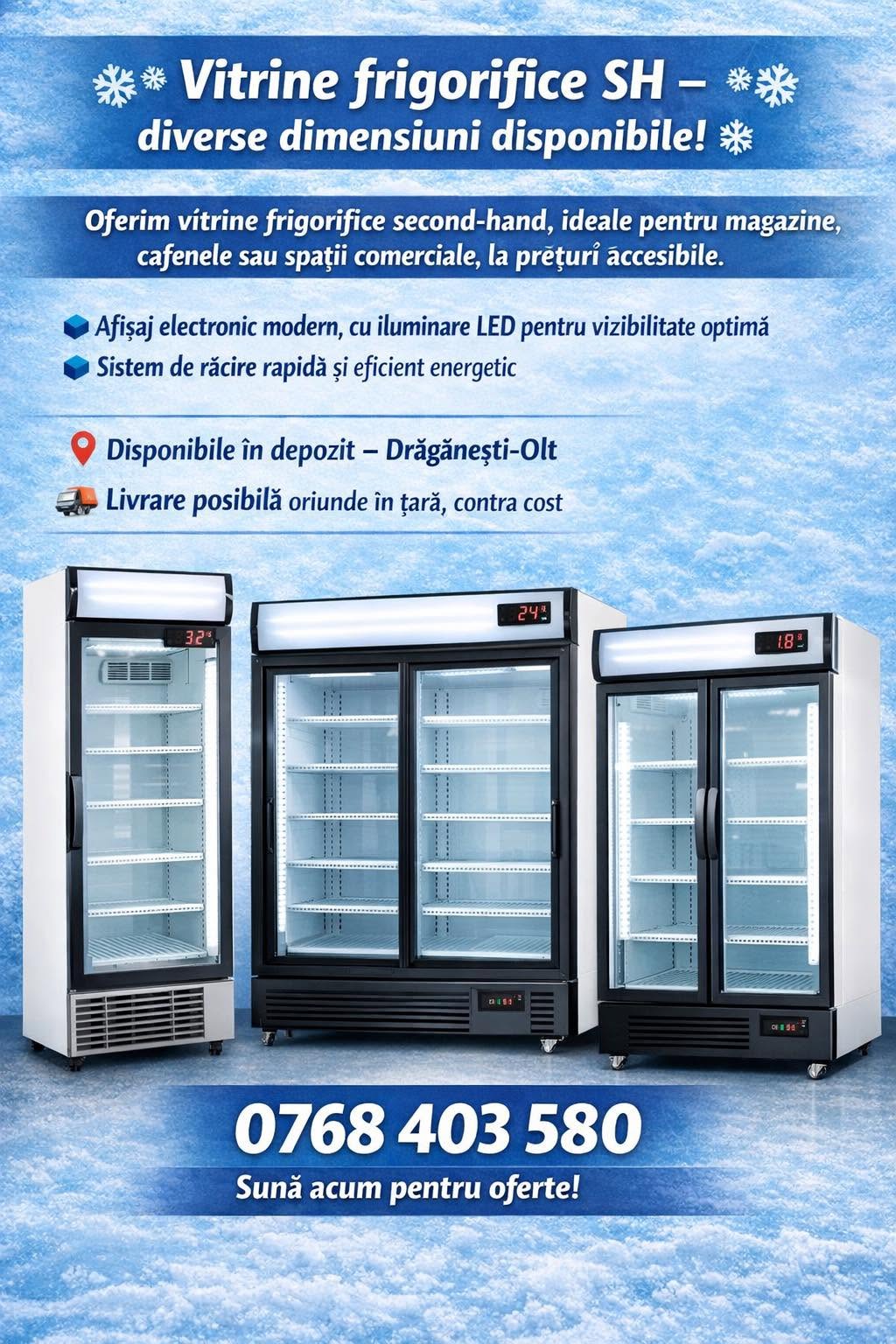 Vitrine Frigorifice Profesionale SH | Frigidere Comerciale Verticale si Duble | LED | Afisaj Electronic | Garantie