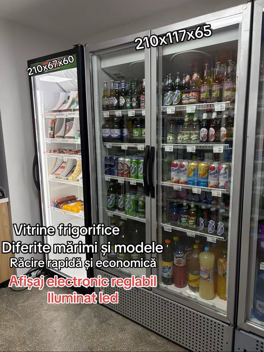 Vitrine Frigorifice Profesionale SH 210x67x60 si 210x117x65 | Frigidere Comerciale Verticale si Duble | LED | Garantie