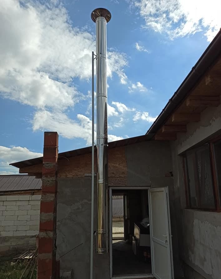 Cos de fum din inox izolat 130/180 x 5 m - sistem complet AISI 304