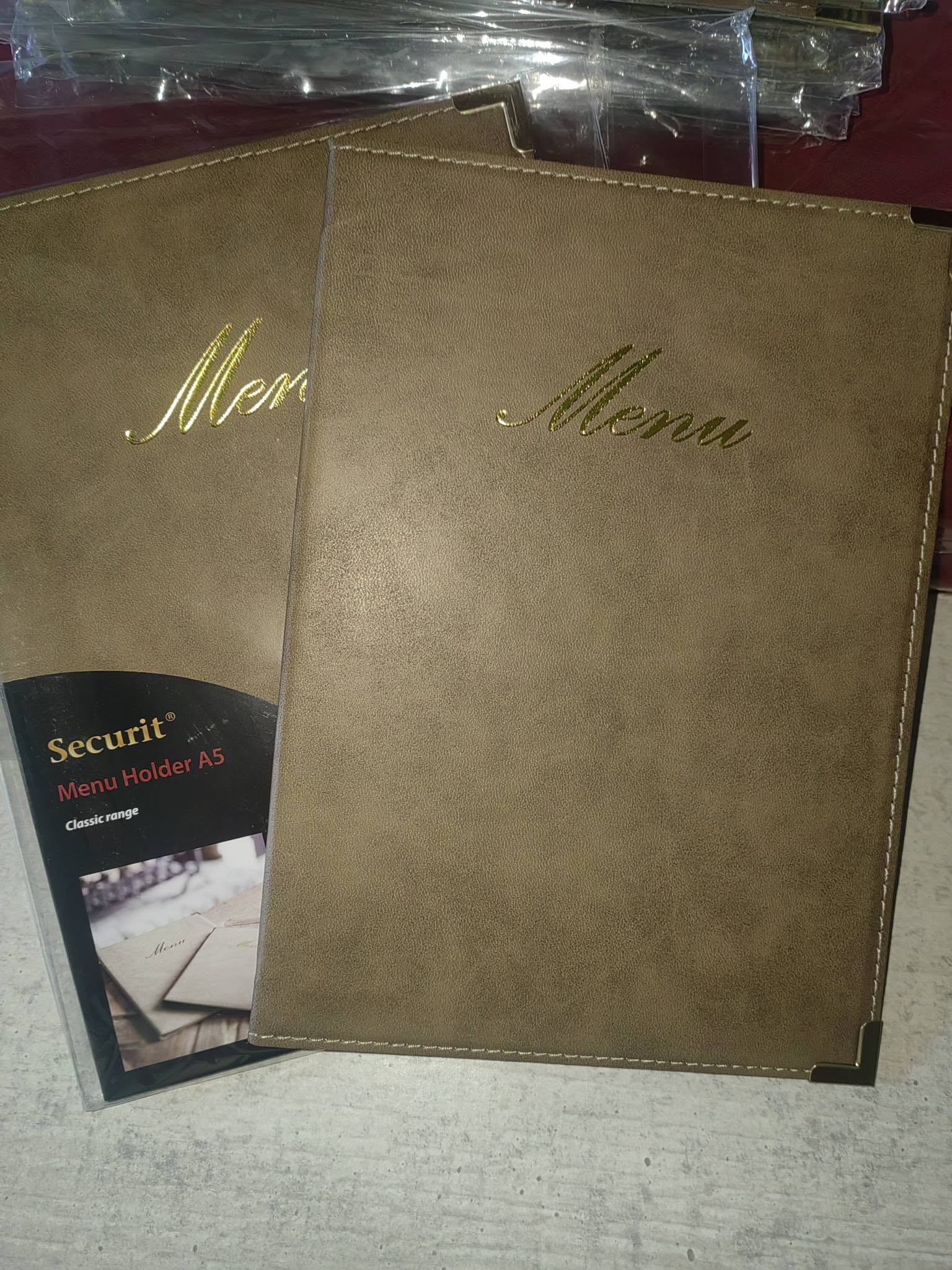 Lot 20 mape profesionale pentru meniuri Securit Classic Range A5 - noi, sigilate
