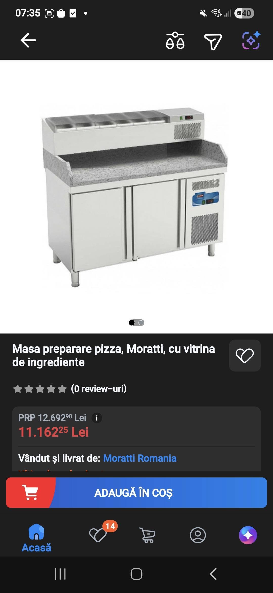 Masa frigorifica profesionala pentru pizza cu blat din granit fara vitrina ingrediente GN - Imagine 5