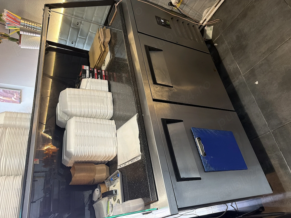 Frigider profesional Cinar Food cu blat de lucru și vitrină – Ideal pentru Fast-Food, Pizzerii și Restaurante